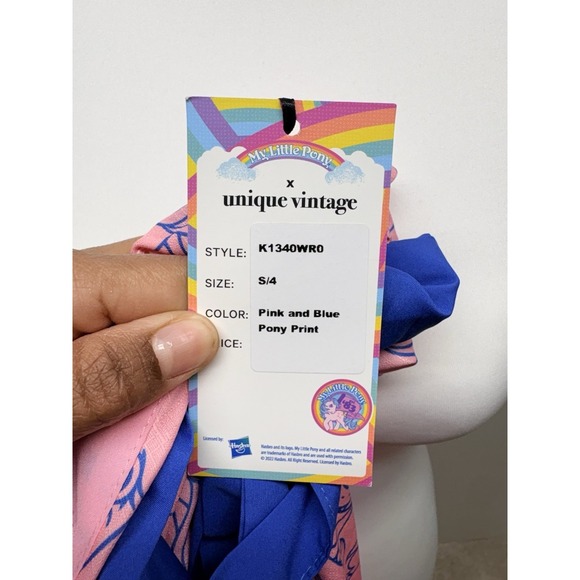 New Unique Vintage x My Little Pony Pink & Blue Pony Print Romper Size Small - Picture 9 of 9